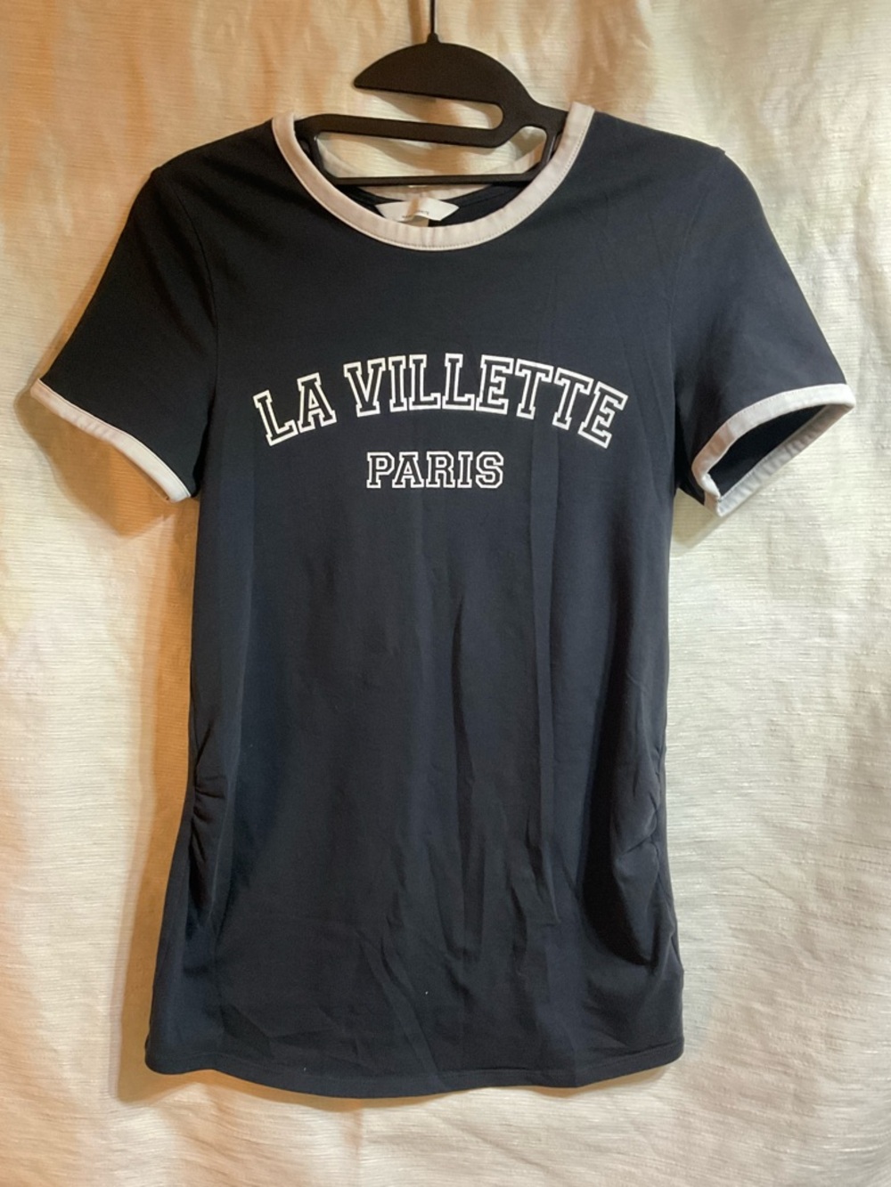 H&M Black Ringer Tee with White Trim - LA VILLETTE PARIS